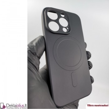 Švelnus silikoninis dėklas su magsafe - juodas (Apple Iphone 14 Pro)